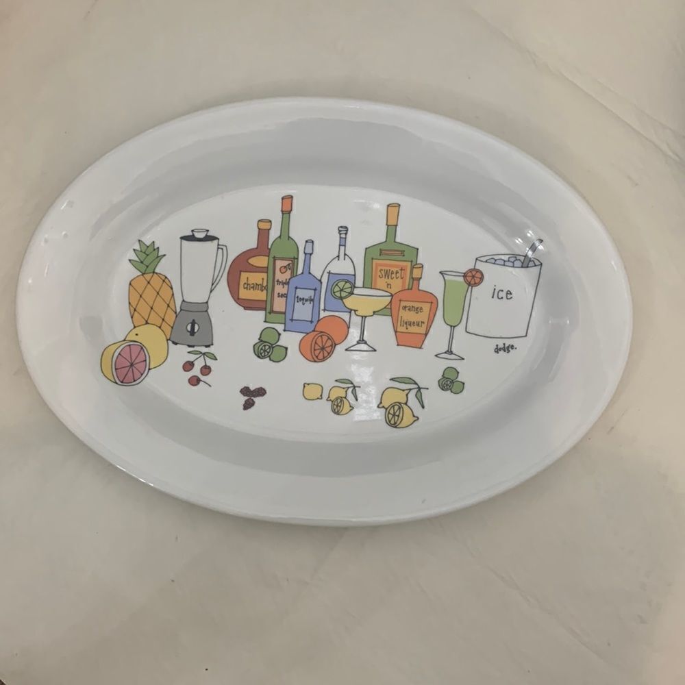 Margarita By Ursula Dodge Signature Porcelain 18 X 12 1/2 Cocktail Serviing Tray